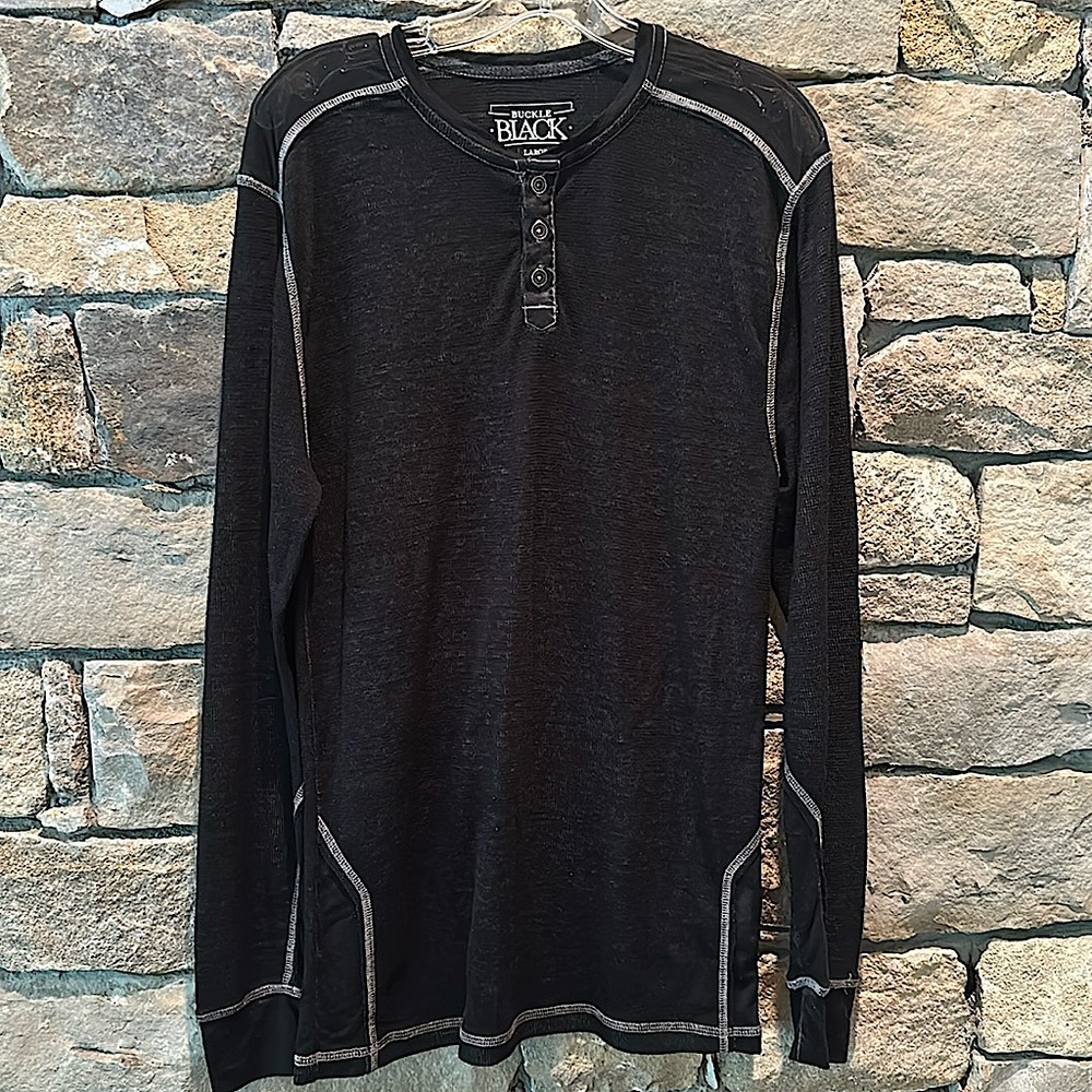 Men’s Buckle BLACK Large Long Sleeve Henley